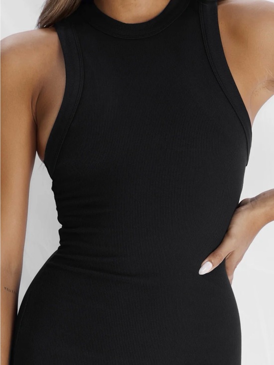 All Things Golden Dresses & Skirts - All Things Golden Ribbed High-Neck Black Mini Dress